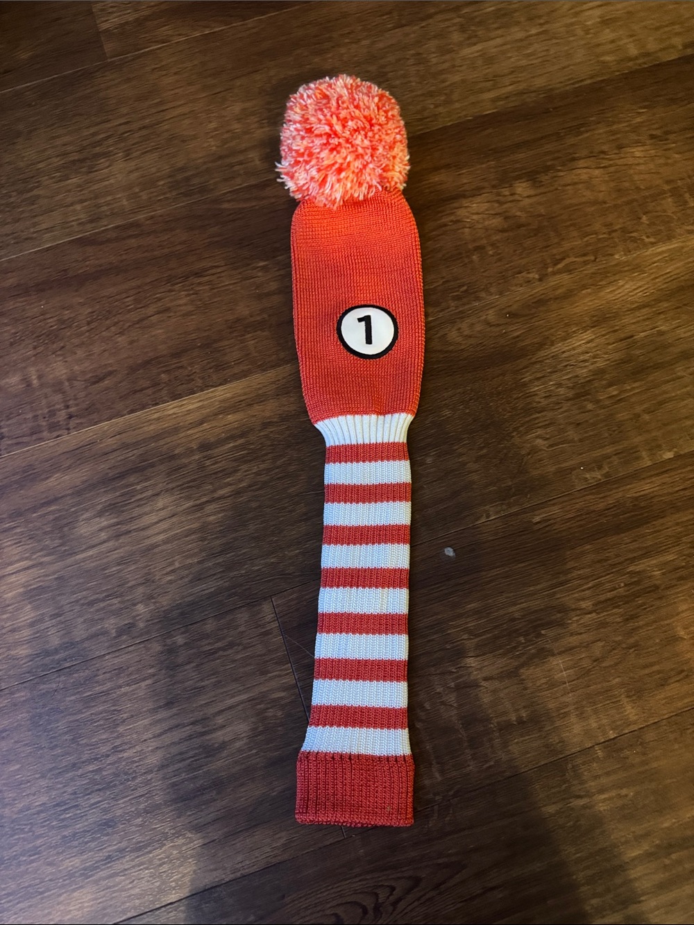 Knit Golf Club headcover in Coral and White Stripe (NEVER USED)